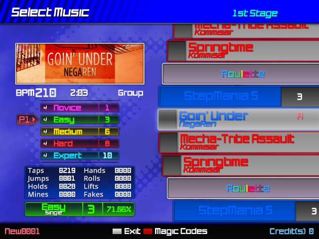 StepMania: On The Chill - select music